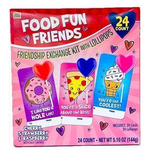 Treat Street Food Fun Friends 24 Pack Fruit F Lollipops Friendship Exchange Kit